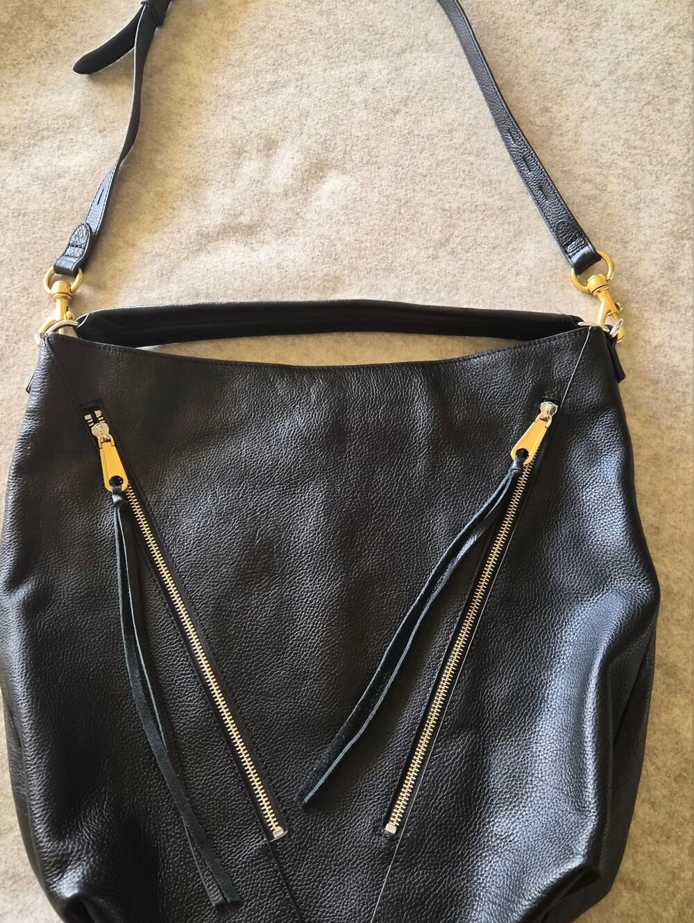 Rebecca Minkoff Moto Leather, Double Zip Hobo Shoulder Bag - Picture 11 of 11